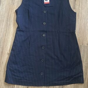 Navy Pinstripe Sleeveless Dress